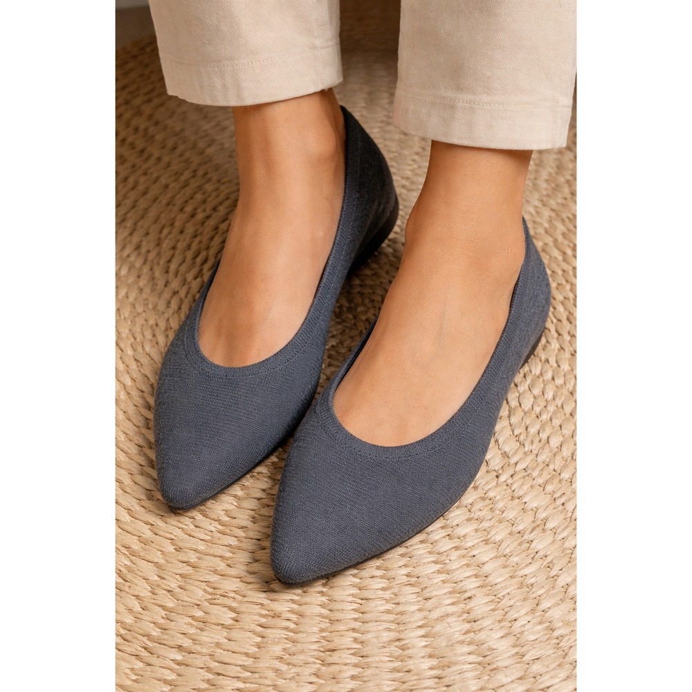 VIVAIA Pointed-Toe Ballet‎ Flats Gray Knit Comfortable Washable Sustainable 9.5
